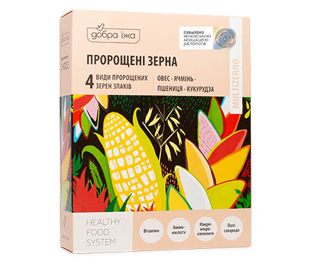 Пророслі зерна вівса, ячменю, пшениці, кукурудзи (100 г) Добра Їжа 10 стіків 813005 фото